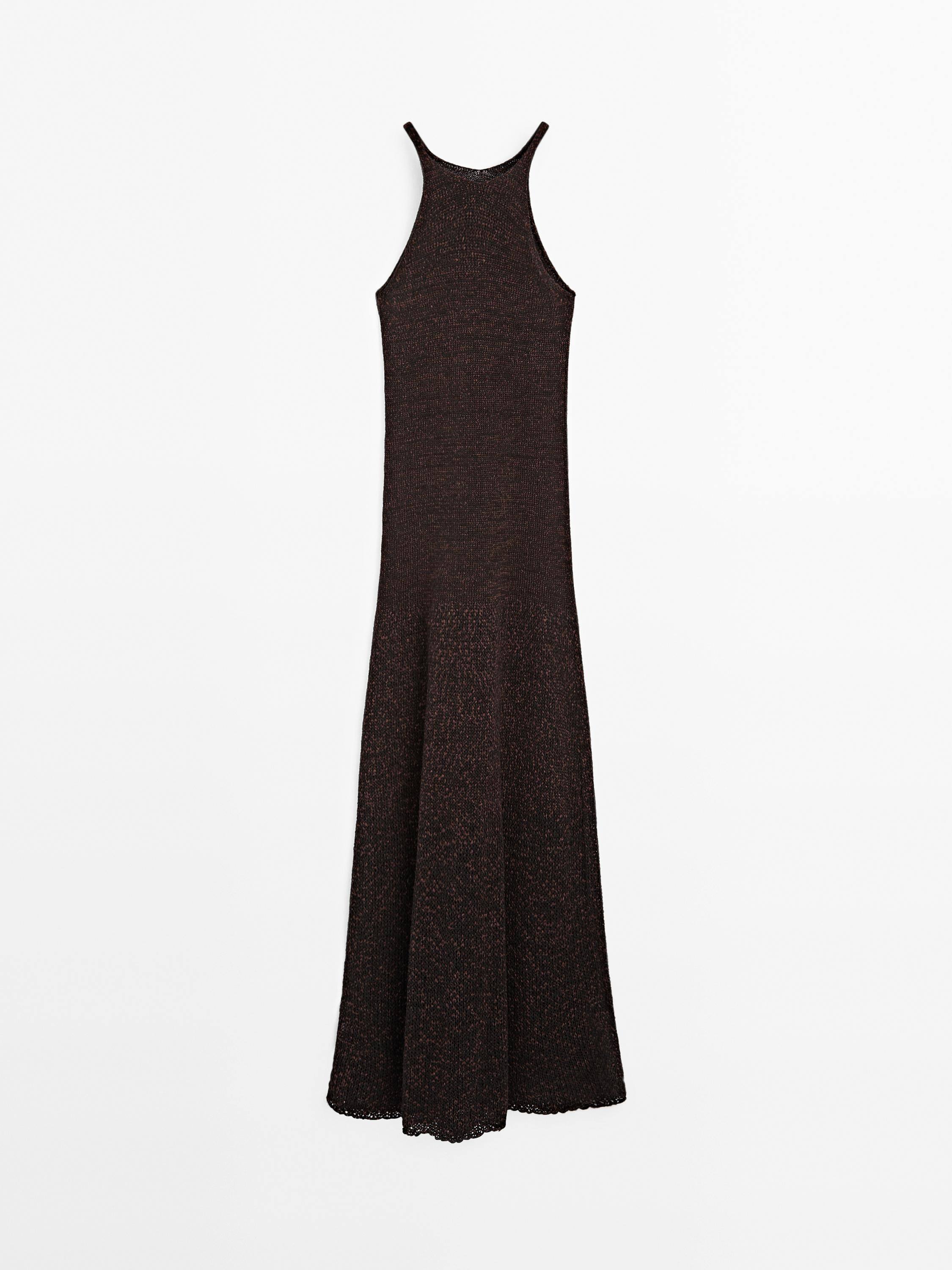 Long knit cotton blend dress